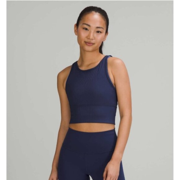 Lululemon Power Pivot Ribbed Tank Top, Night Sea Blue | Size 8 - Picture 1 of 7